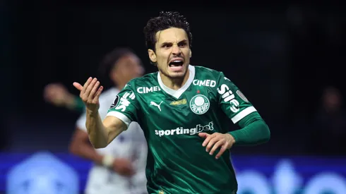 Raphael Veiga comemorando gol da classificação do Palmeiras. Foto: Alexandre Schneider