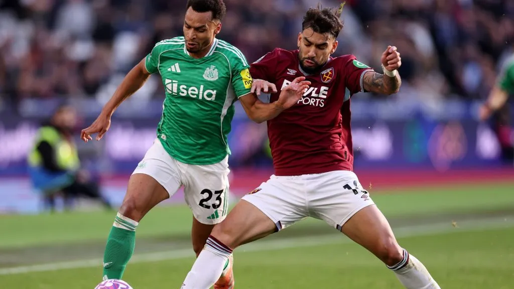 Murphy (à esquerda) e Lucas Paquetá foram protagonistas no jogo entre West Ham e Newcastle (foto: Justin Setterfield/Getty Images)