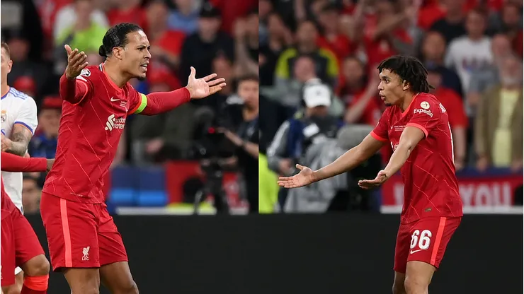 Virgil van Dijk e Alexander-Arnold se reencontram dentro de campo. Foto: Shaun Botterill/Getty Images