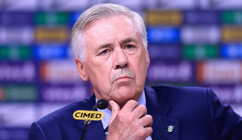 Treinador Carlo Ancelotti, durante a entrevista coletiva