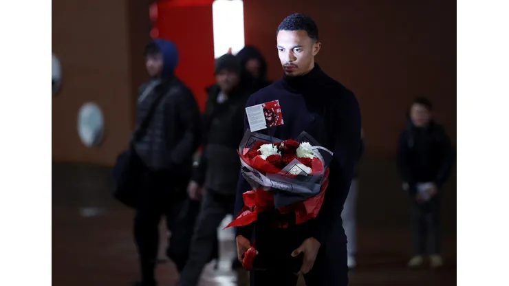 Alexander-Arnold em homenagem do Real Madrid para Diogo Jota. Foto: Jan Kruger