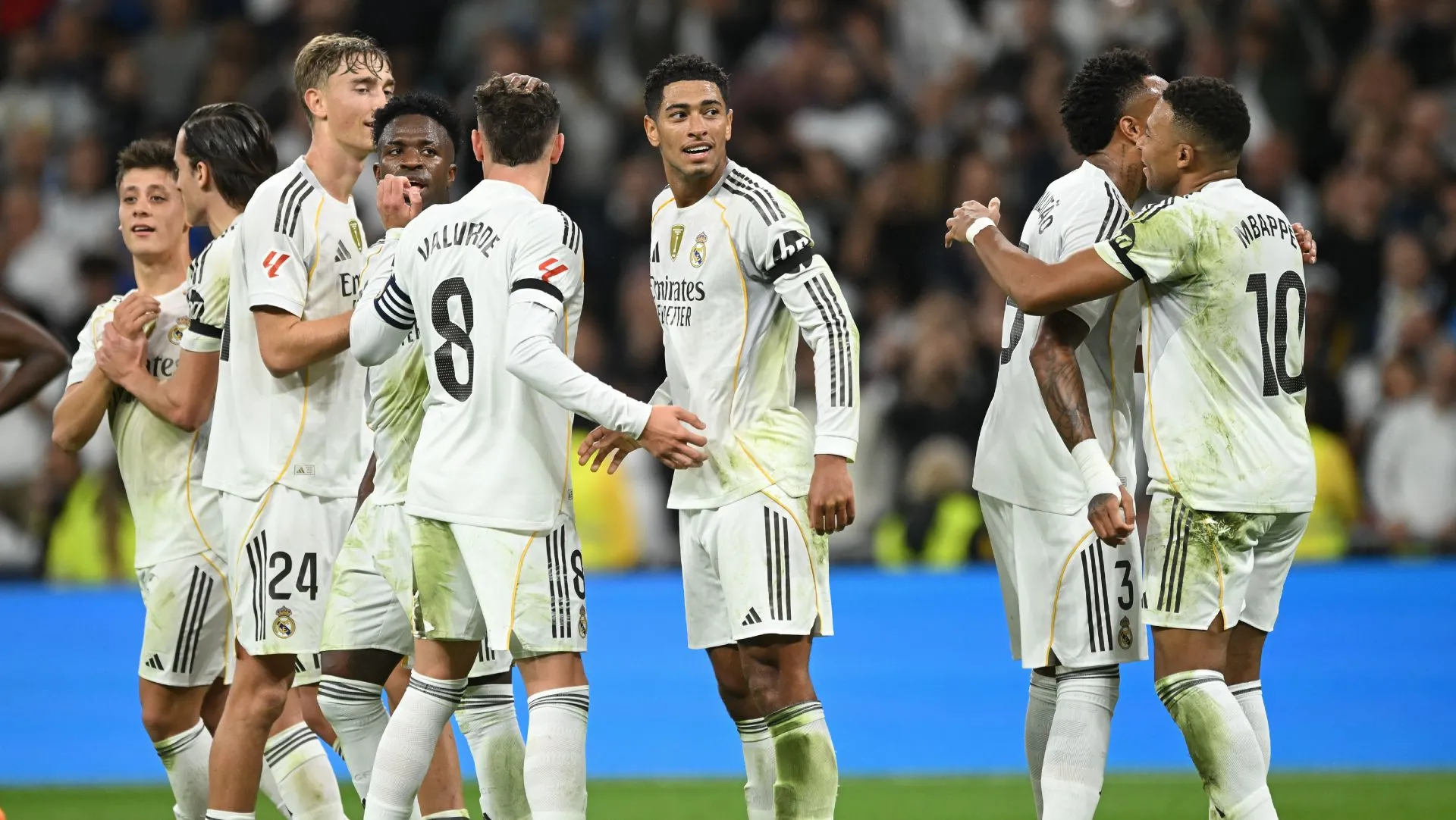 Jogadores do Real Madrid durante partida da LaLiga. Foto: Denis Doyle/Getty Images