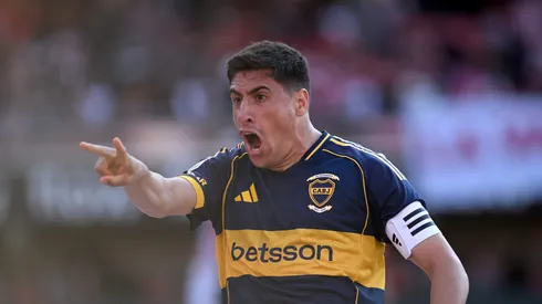 O atacante Miguel Merentiel comemora gol do Boca Juniors (German Adrasti/Getty Images)