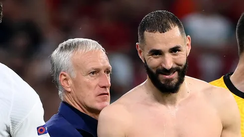 Didier Deschamps e Benzema Hungary. (Foto: Franck Fife - Pool/Getty Images)