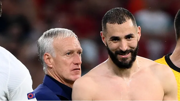 Didier Deschamps e Benzema Hungary. (Foto: Franck Fife - Pool/Getty Images)