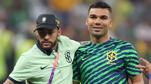 Casemiro e Neymar, da Seleção Brasileira. (Foto: Richard Heathcote/Getty Images)
