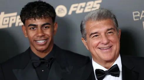 Lamine Yamal e Joan Laporta, atacante e presidente do Barcelona respectivamente
