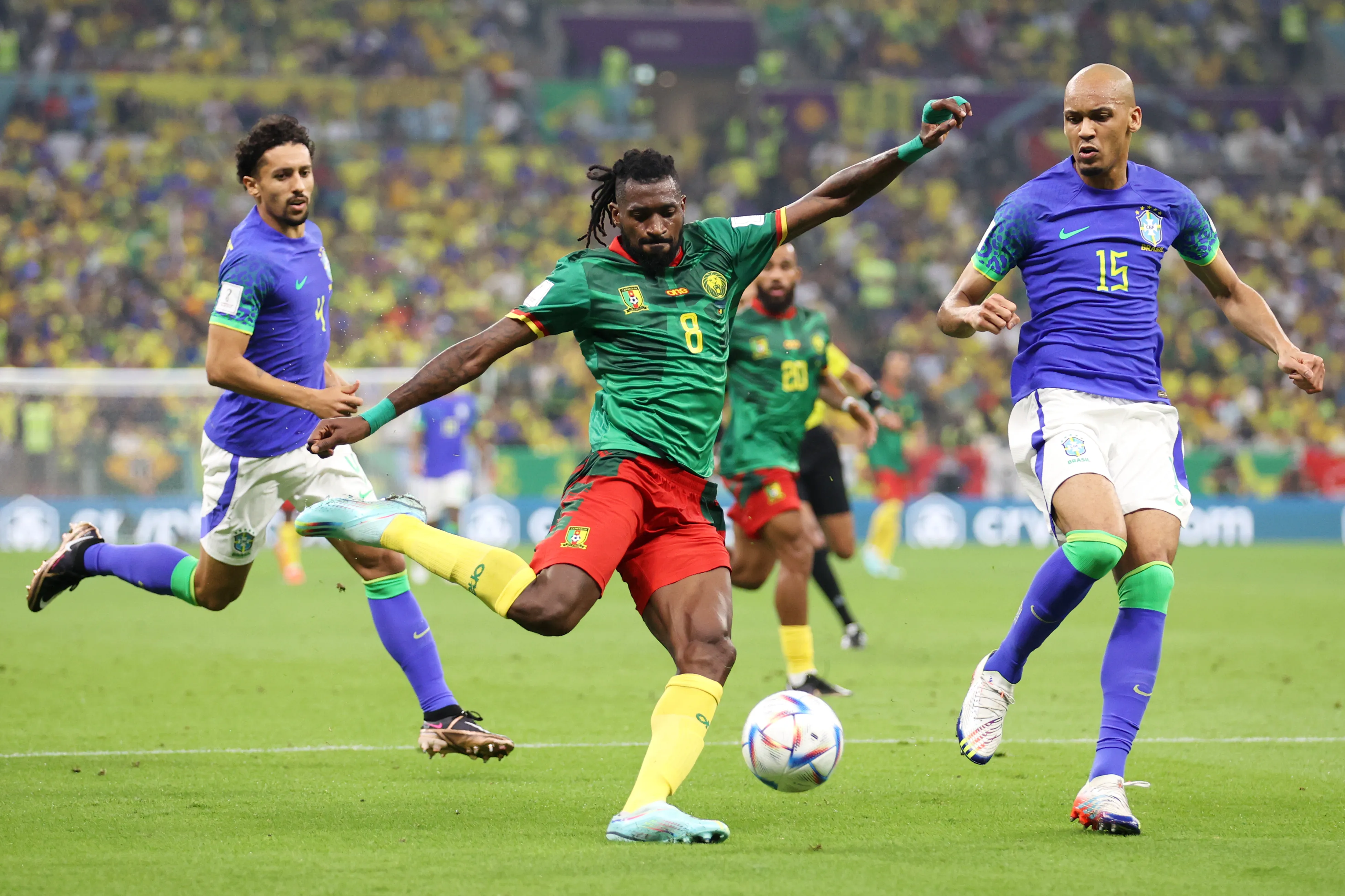 Fabinho na Copa do Mundo de 2022. Foto: Julian Finney/Getty Images