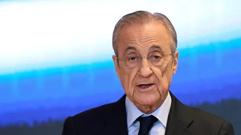Florentino Pérez, presidente do Real Madrid, clube que monitora Ryan Roberto, do Flamengo. Foto: Angel Martinez/Getty Images