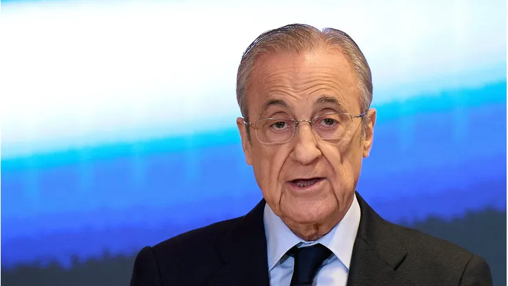 Florentino Pérez, presidente do Real Madrid, clube que monitora Ryan Roberto, do Flamengo. Foto: Angel Martinez/Getty Images
