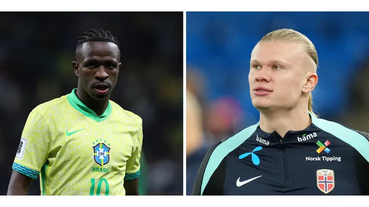 Haaland pela Noruega (Foto/Getty Images) e Vinicius Júnior (Foto: Ricardo Moreira/Getty Images)