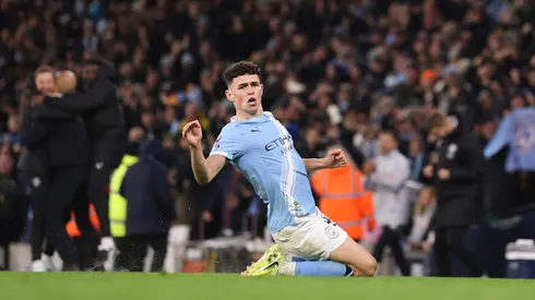 Phil Foden anota golaço pelo Manchester City. Carl Recine/Getty Images.