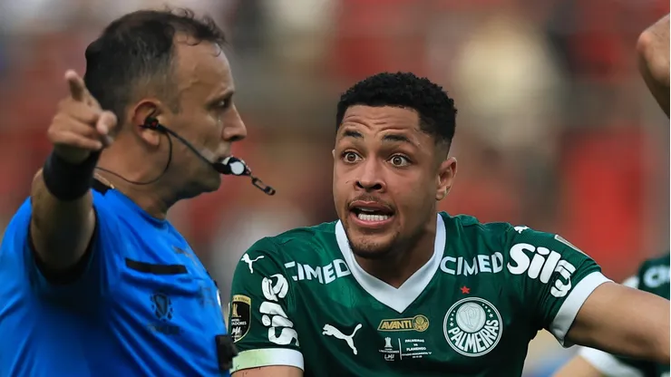 Libertadores: Torcida do Palmeiras aponta erro a favor do Flamengo. (Foto: Buda Mendes/Getty Images)