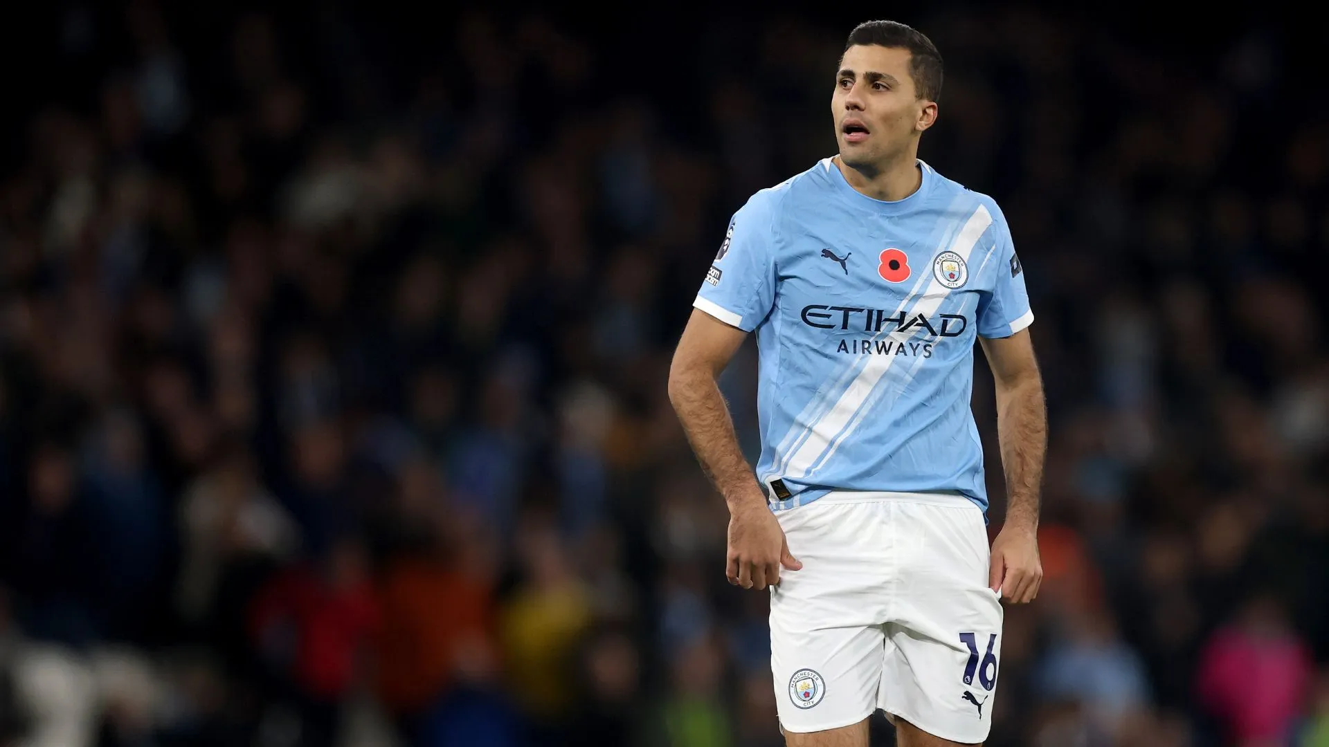 Rodri está fora da provável escalação do Manchester City (foto: Carl Recine/Getty Images)