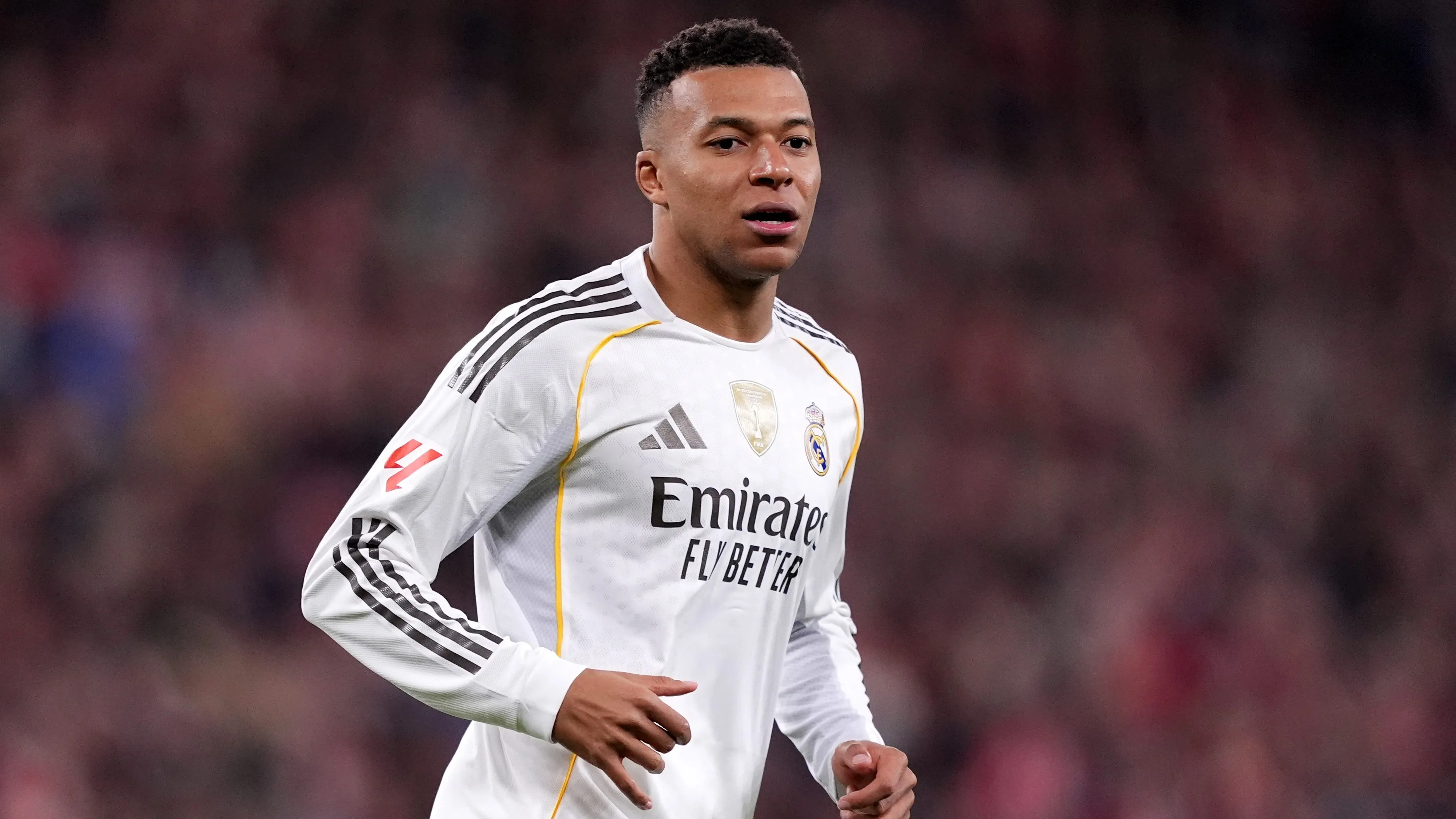 Mbappé em jogo do Real Madrid. Foto: Juan Manuel Serrano Arce/Getty Images