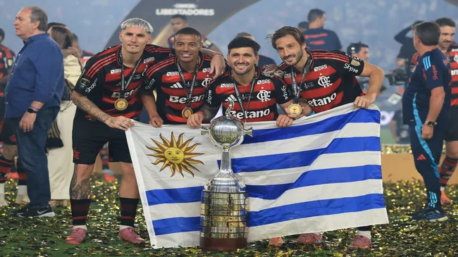 Jogadores uruguaios do Flamengo campeões da Libertadores – Buda Mendes/Getty Images