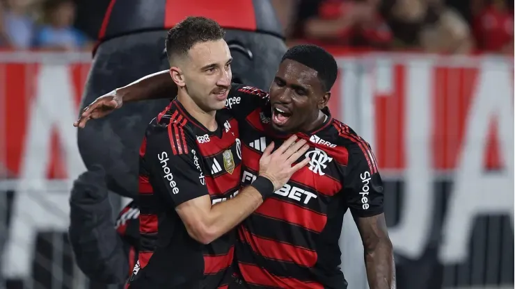 Léo Ortiz comemora gol com o Flamengo &nbsp;(Photo by Wagner Meier/Getty Images)