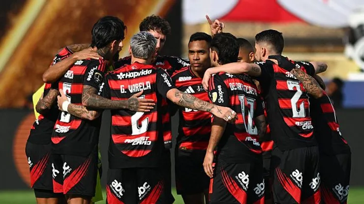 Jogadores do Flamengo. Equipe enfrenta o Cruz Azul nesta quarta (10) pela Copa Intercontinental (Foto: Rodrigo Valle/Getty Images)