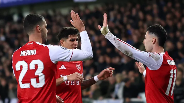 Arsenal vence Club Brugge na Champions com golaços de Martinelli e Madueke. (Photo by Dean Mouhtaropoulos/Getty Images)