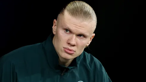 Haaland durante um jogo do Manchester City. Foto: Florencia Tan Jun/Getty Images