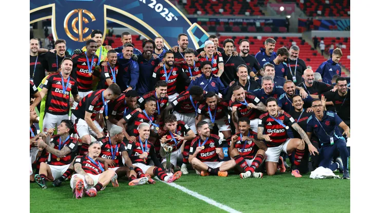 Flamengo comemorando título sobre o Pyramids. Foto: Getty Images/Getty Images