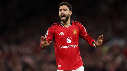 Bruno Fernandes marca golaço em partida do Manchester United. Foto: Stu Forster/Getty Images