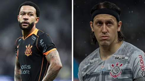 Memphis Depay (Foto: Alexandre Schneider/Getty Images) e Cassio (foto: Miguel Schincariol/Getty Images) no Corinthians, mas não chegaram a jogar juntos.