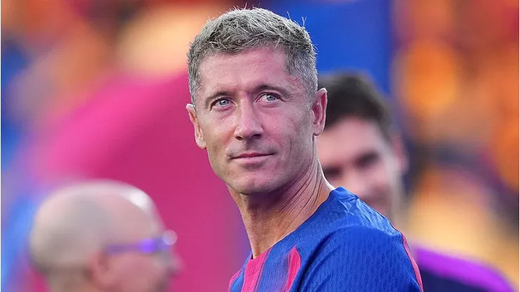 Robert Lewandowski, centroavante do Barcelona, é alvo do Chicago Fire, da MLS para o verão de 2026. (FOTO: Alex Caparros/Getty Images)