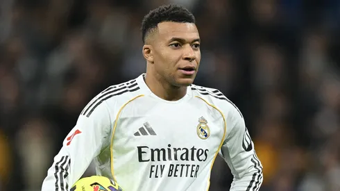 Kylian Mbappé após marcar pelo Real Madrid. (Photo by Denis Doyle/Getty Images)