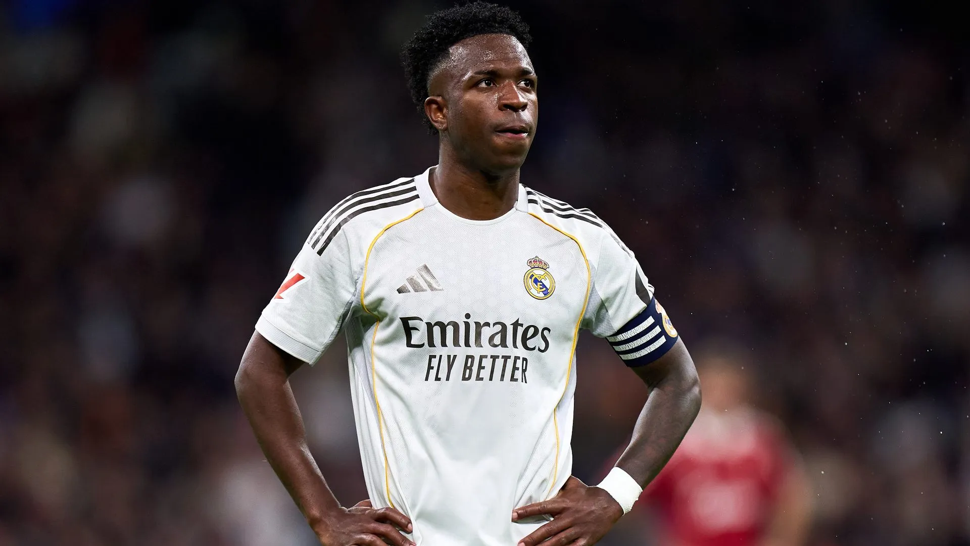O atacante Vinicius Júnior em jogo do Real Madrid