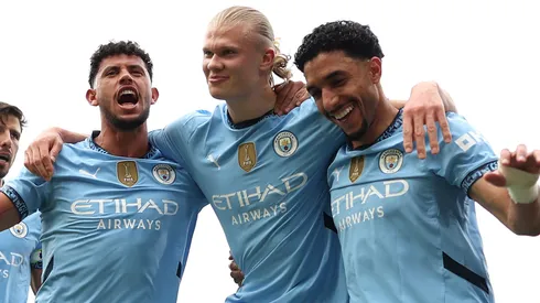 Haaland, Omar Marmoush e Matheus Nunes. (Photo by Alex Davidson/Getty Images)