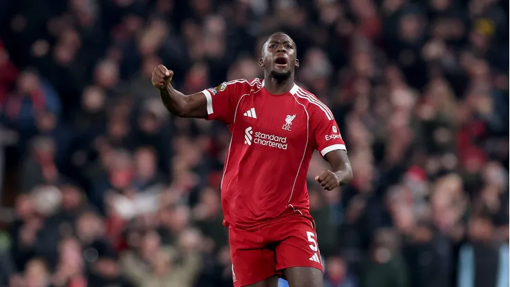 Konaté comemora gol com o Liverpool (Carl Recine/Getty Images)
