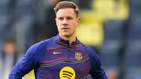 Ter Stegen durante um aquecimento pelo Barcelona. Foto: Alex Caparros/Getty Images