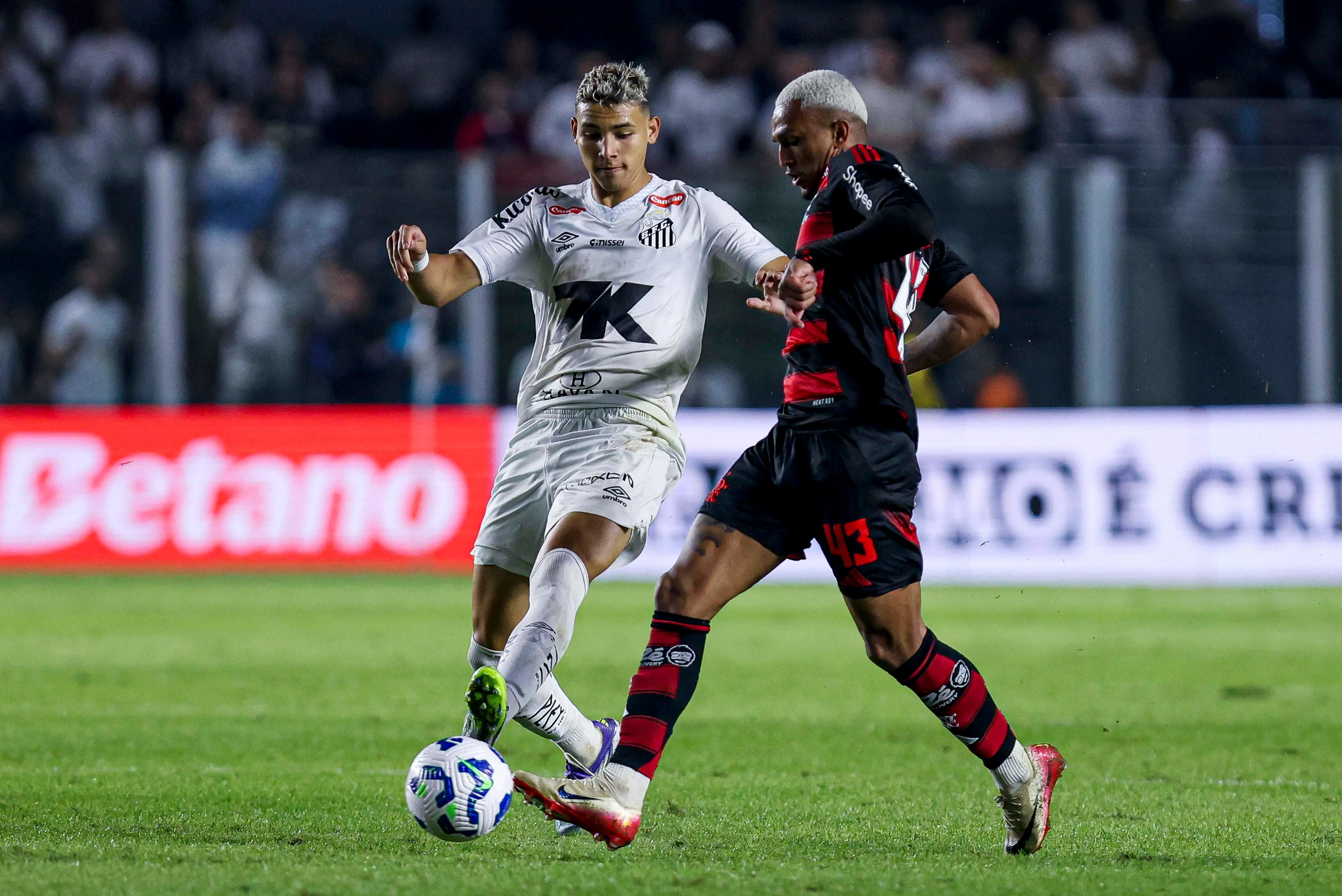 Deivid Washington durante seu período de empréstimo no Santos. (Foto: Ricardo Moreira/Getty Images)