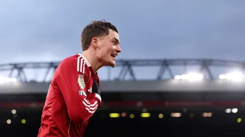 Florian Wirtz marca pelo Liverpool contra o Wolverhampton. Foto: Carl Recine/Getty Images