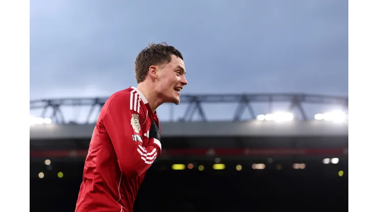 Florian Wirtz marca pelo Liverpool contra o Wolverhampton. Foto: Carl Recine/Getty Images
