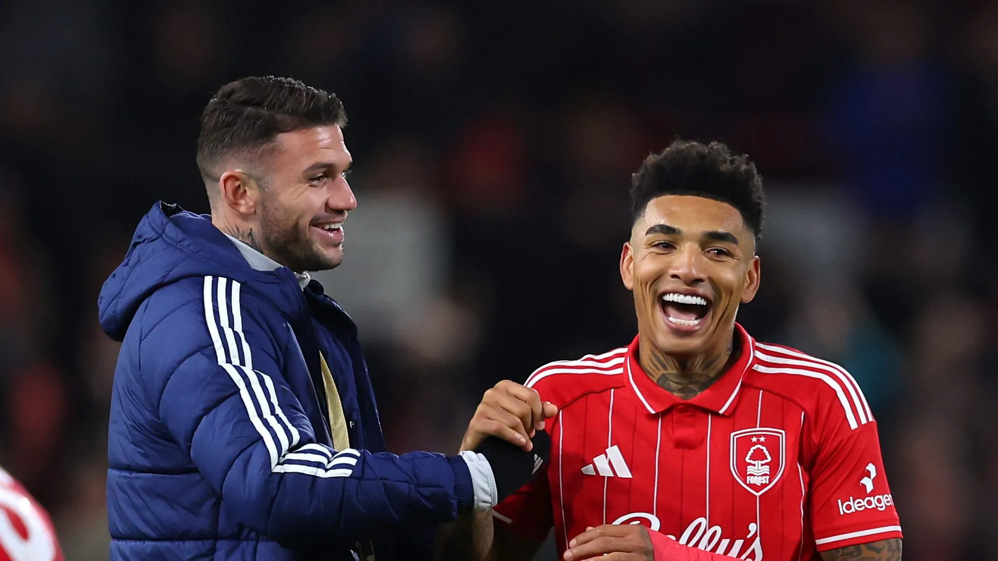 Morato e Igor Jesus: brasileiros do Nottingham Forest (Photo by Molly Darlington/Getty Images)