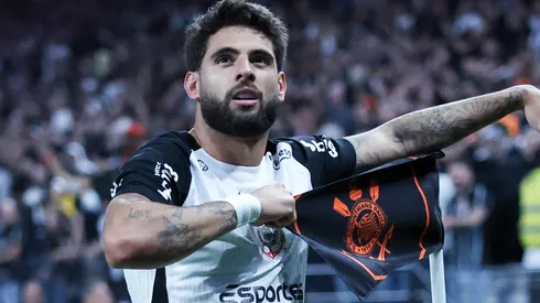 Yuri Alberto em campo com o Corinthians. Foto: Alexandre Schneider/Getty Images