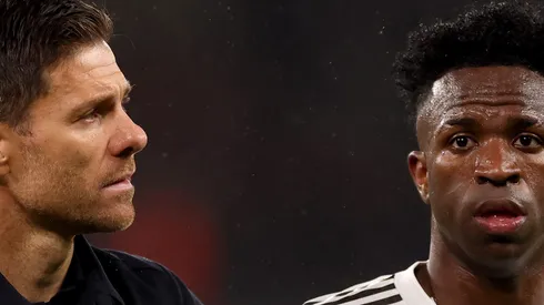 Vini Jr e Xabi Alonso. (Photo by Carl Recine/Getty Images)