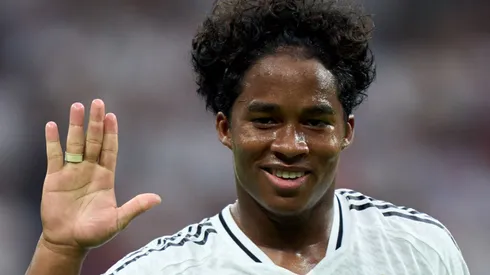 Endrick foi apresentado pelo Lyon e falou sobre Real Madrid, Ancelotti e pressão. Foto: Angel Martinez/Getty Images