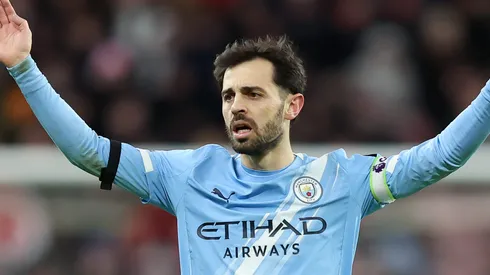 Bernardo Silva comemora vitória do Man City. (Photo by Matt McNulty/Getty Images)