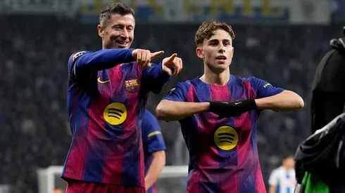 Lewandowski comemora seu gol na vitória sobre o Espanyol