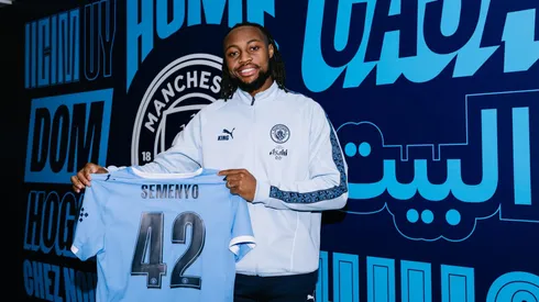 Semenyo é apresentado no Manchester City (Divulgação/Manchester City)