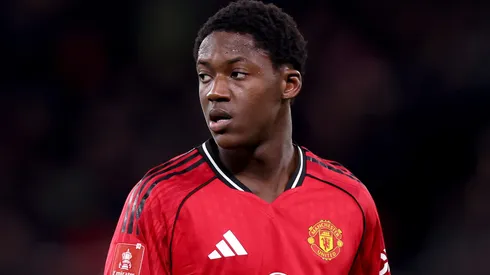 Kobbie Mainoo em partida do United. (Photo by Carl Recine/Getty Images)