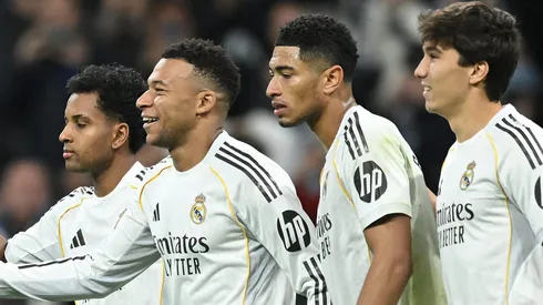 Atletas do Real Madrid após vitória sobre o Sevilla. (Photo by Denis Doyle/Getty Images)