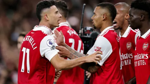 Gabriel Jesus e Gabriel Martinelli formam dupla no Arsenal. David Rogers/Getty Images.

