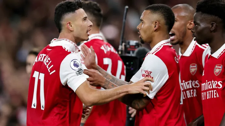 Gabriel Jesus e Gabriel Martinelli formam dupla no Arsenal. David Rogers/Getty Images.