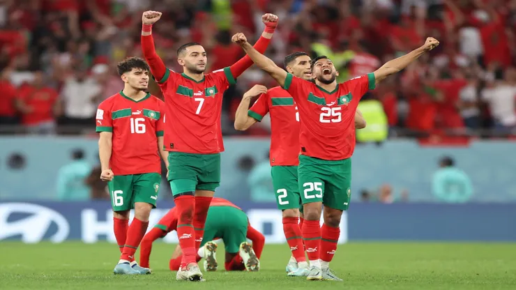 Marrocos comemora classificação contra a Espanha na Copa do Mundo de 2022 - Catherine Ivill/Getty Images