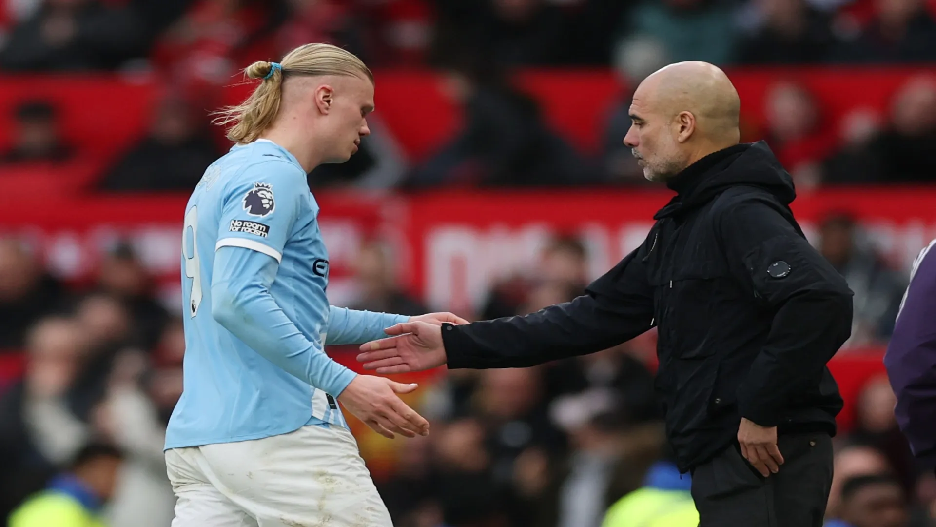 Guardiola substituiu Haaland em United x  City – Michael Regan/Getty Images