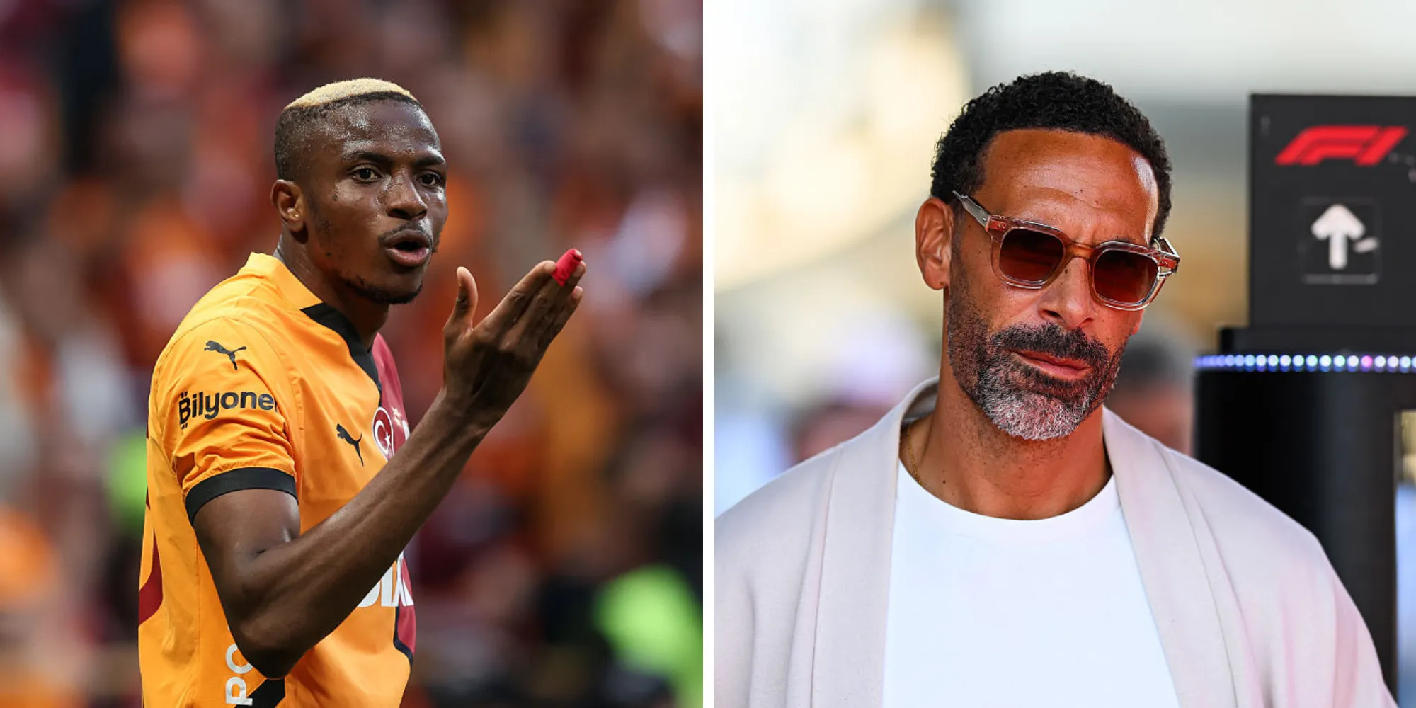 Rio Ferdinand indica que Victor Osimhen poderia aceitar proposta para defender o Manchester United (Fotos:Ahmad Mora e Clive Mason/Getty Images)